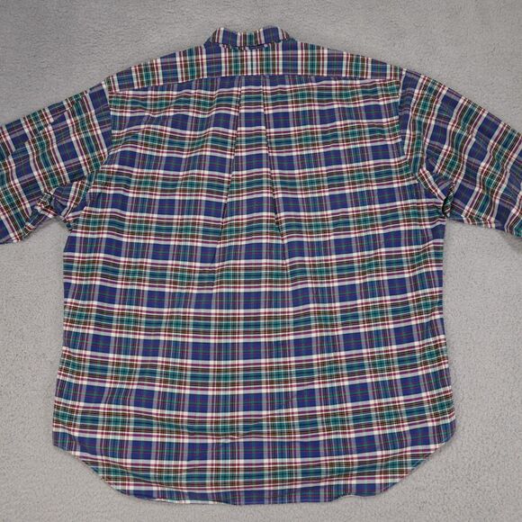 Polo Ralph Lauren Shirt Mens Large Blue Plaid Long Sleeve The Big Shirt Vintage - Picture 13 of 14